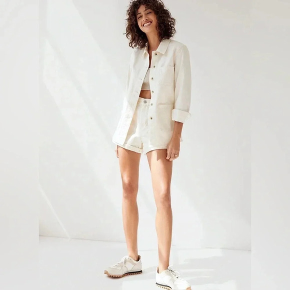 Aritzia Wilfred Free White Abigail chore coat Shacket Denim Jacket Size XS - Picture 2 of 13